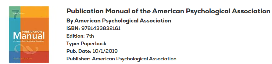 Publication Manual of the American Psychological Association, Edition 7